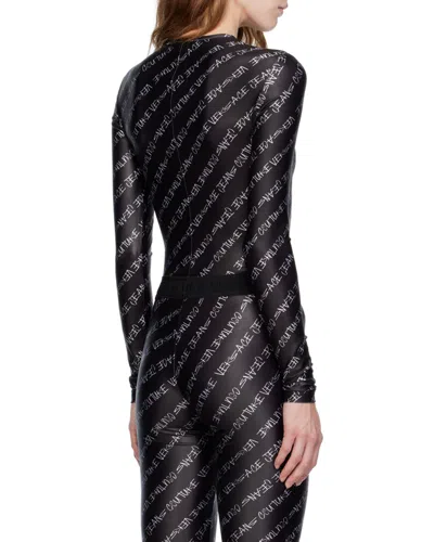 Versace Jeans Signature-print Bodysuit In Black