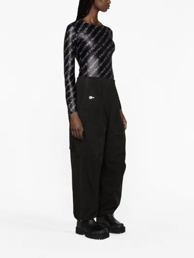 Versace Jeans Signature-print Bodysuit In Black