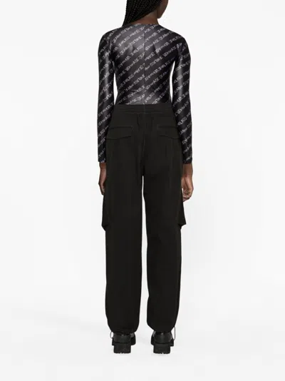 Versace Jeans Signature-print Bodysuit In Black