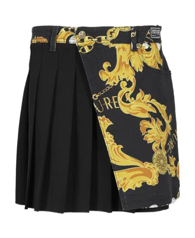 Versace Jeans Couture Logo Couture High-waist Pleated Skirt In Multi