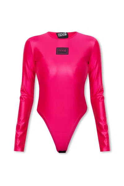 Versace Jeans Logo Patch Bodysuit In Pink