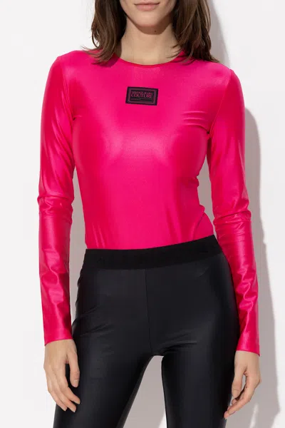 Versace Jeans Logo Patch Bodysuit In Pink
