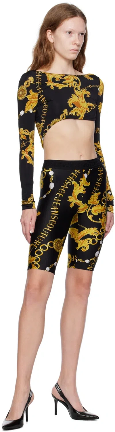 Versace Jeans Chain Couture-print Cut-out Bodysuit In Black