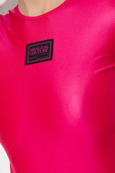 Versace Jeans Logo Patch Bodysuit In Pink