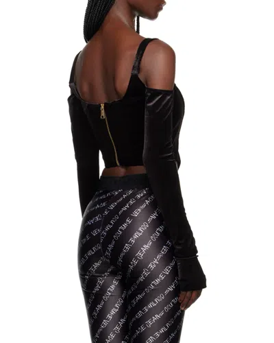 Versace Suspender Long-sleeved Blouse In Black
