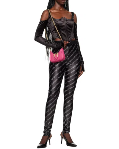 Versace Suspender Long-sleeved Blouse In Black