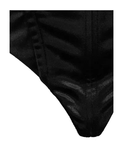 Versace Suspender Long-sleeved Blouse In Black