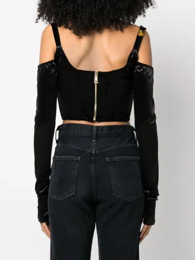 Versace Jeans Chain Couture Long-sleeved Corset In Black