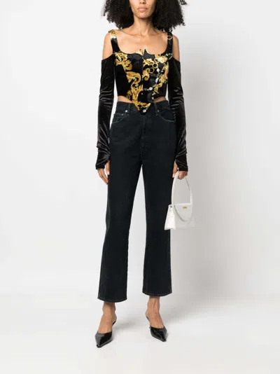 Versace Jeans Chain Couture Long-sleeved Corset In Black
