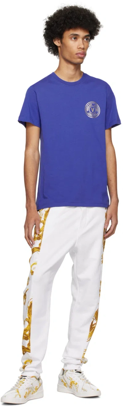 Versace Jeans Couture Logo-printed Crewneck T-shirt In Blue