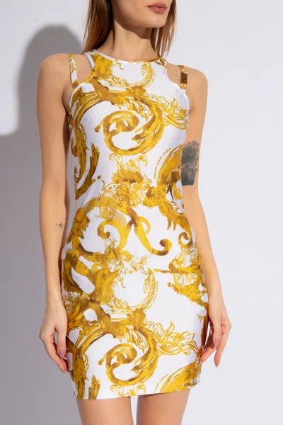 Versace Jeans Watercolour Couture-print Minidress In Multi