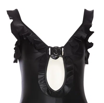 Versace Jeans Couture Cut-out Ruched Sleeveless Jumpsuit In Black