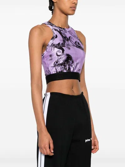 Versace Jeans Couture Magazine-printed Sleeveless Cropped Top