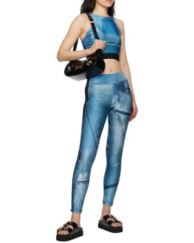 Versace Jeans Patch Denim Crop Top In Blue