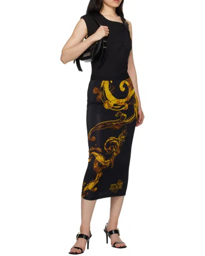 Versace Jeans Baroque-print High-waist Midi Skirt In Multi