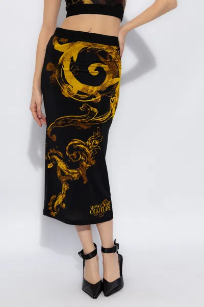 Versace Jeans Baroque-print High-waist Midi Skirt In Multi