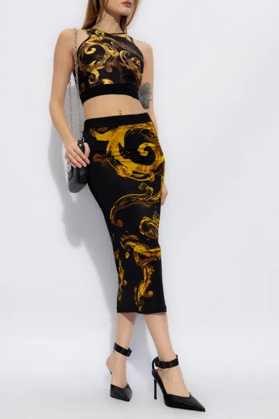 Versace Jeans Baroque-print High-waist Midi Skirt In Multi