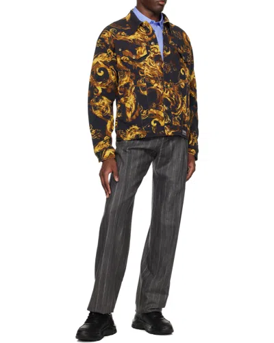Versace Jeans Couture Logo Print Long-sleeved Shirt In Blue