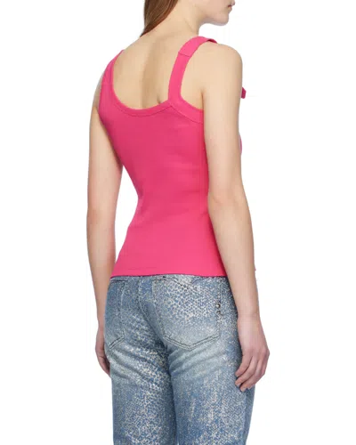 Versace Jeans Couture Buckle-embellished Ribbed Tank Top In Pink