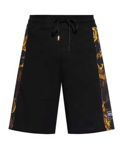 Versace Jeans Couture Watercolour Couture-printed Drawstring Track Shorts In Black