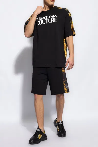 Versace Jeans Couture Watercolour Couture-printed Drawstring Track Shorts In Black