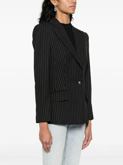 Versace Jeans Couture Single-breasted Pinstriped Blazer In Black