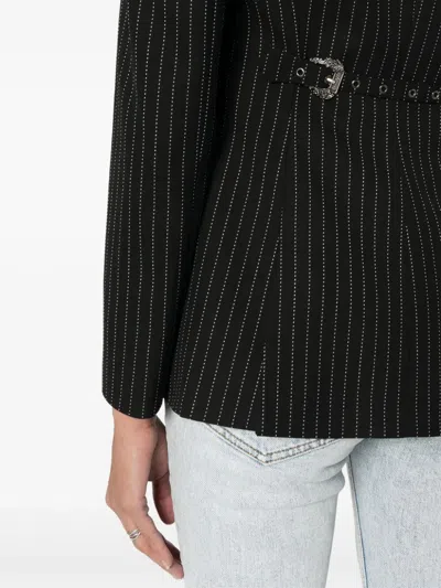 Versace Jeans Couture Single-breasted Pinstriped Blazer In Black