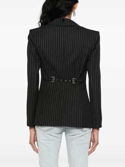 Versace Jeans Couture Single-breasted Pinstriped Blazer In Black