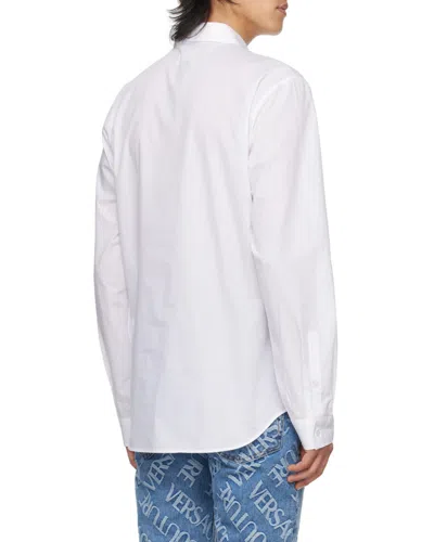 Versace Jeans Couture Logo-embroidered Button-up Shirt In Yellow