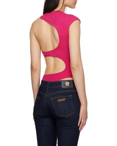 Versace Jeans Logo-engraved Buckle Bodysuit In Pink