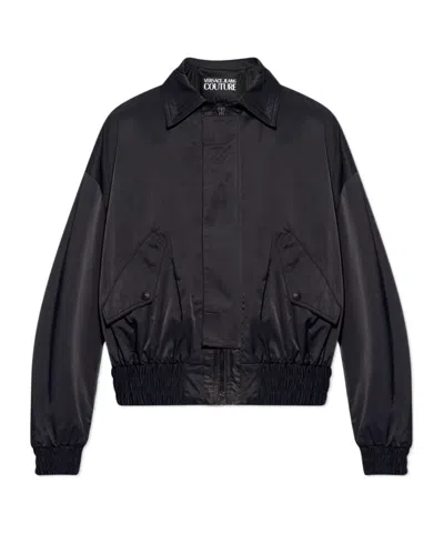 Versace Jeans Lapel Zipper Pilot Jacket In Black