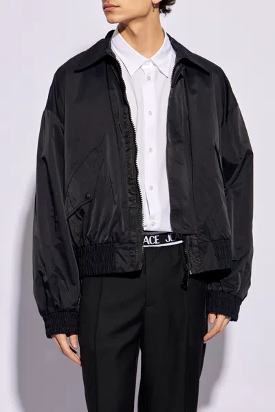 Versace Jeans Lapel Zipper Pilot Jacket In Black
