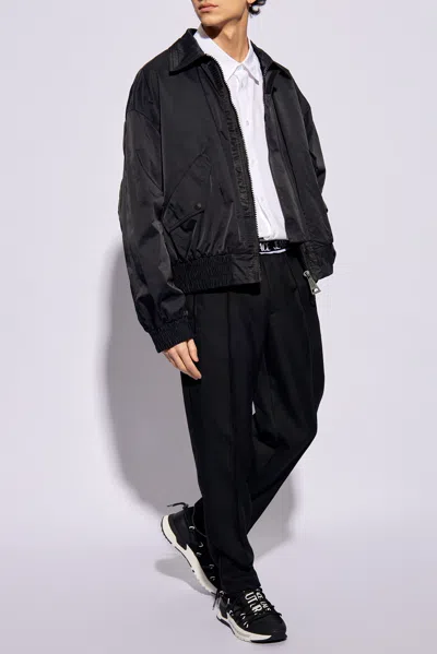 Versace Jeans Lapel Zipper Pilot Jacket In Black