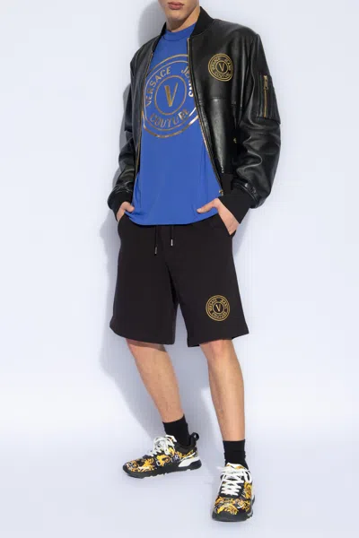 Versace Jeans Couture Logo-printed Crewneck T-shirt In Blue