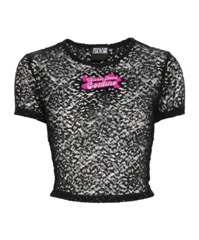 Versace Jeans Appliqué-logo Floral-lace T-shirt
