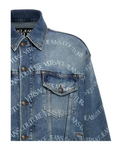 Versace Jeans Couture Logowave Buttoned Denim Jacket In Blue