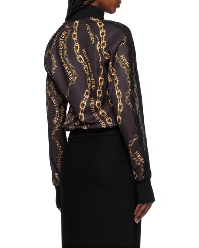 Versace Jeans Couture Logo-chain Printed High Neck Jacket In Multi