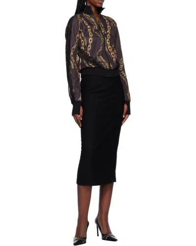 Versace Jeans Couture Logo-chain Printed High Neck Jacket In Multi