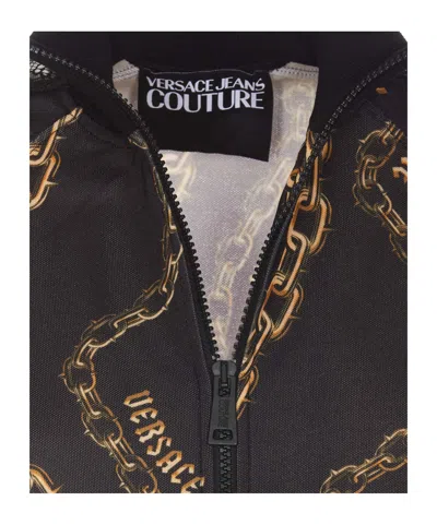 Versace Jeans Couture Logo-chain Printed High Neck Jacket In Multi