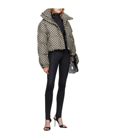 Misbhv Monogram-print Cropped Puffer Jacket In Brown