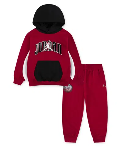 Jordan Little Boys 2-piece Gametime Fleece Pullover Hoodie And Pants Set In Red