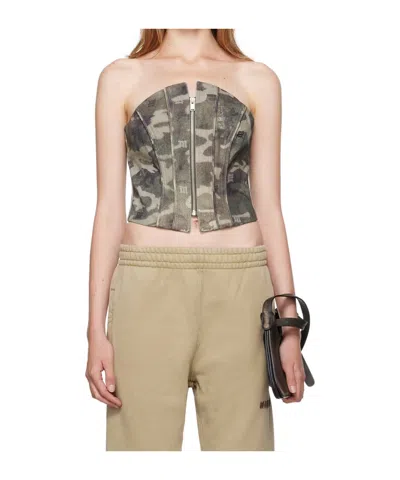 Misbhv Camouflage Denim Bustier In Green