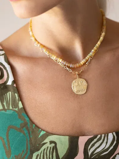 Azlee 18kt Yellow Gold Of The Stars Aries Pendant Charm In Gold