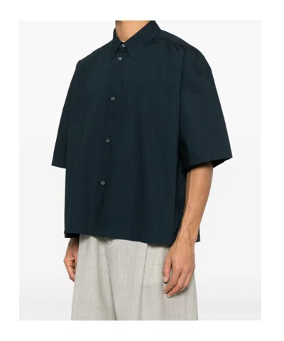 Studio Nicholson Button-down Collar Shirt With Chest Pocket In Black