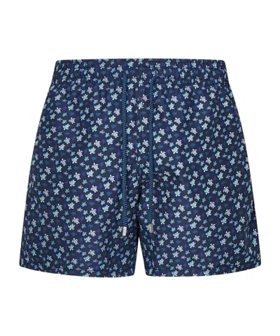 Vilebrequin Micro Turtle Print Moorea Swim Shorts In Blue