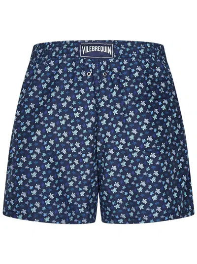 Vilebrequin Micro Turtle Print Moorea Swim Shorts In Blue