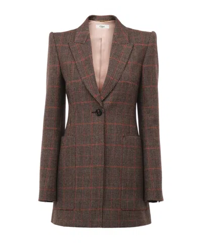 Chloé Tailored Jacket Longline Silhouette In Brown