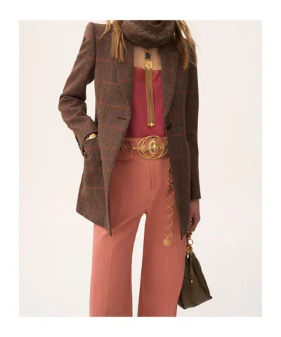 Chloé Tailored Jacket Longline Silhouette In Brown
