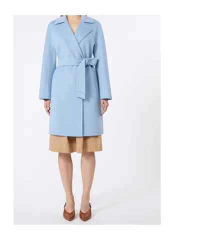 Max Mara Belted Trench Coat In Blue