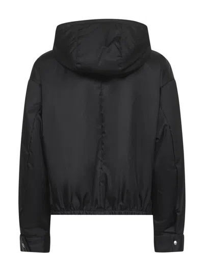 Prada Long Sleeve Cotton Coat In Black